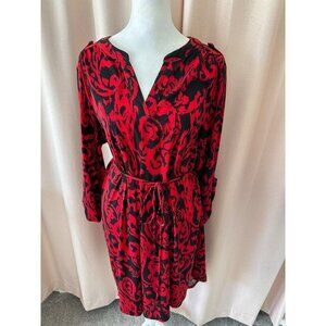 AUW black and red floral dress with tie size 12